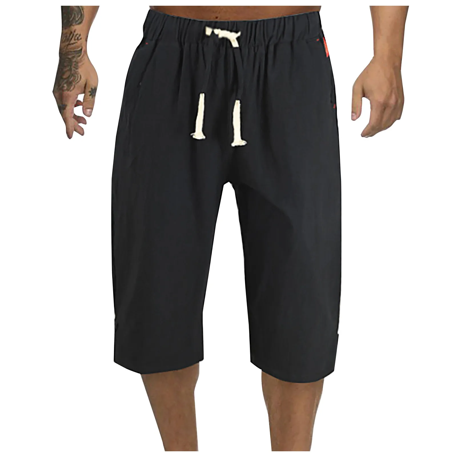 

Men Home Outdoor Capri Pants Fashion Casual Basic Loose Breathable Quick-drying Male Training Pants Beachwear