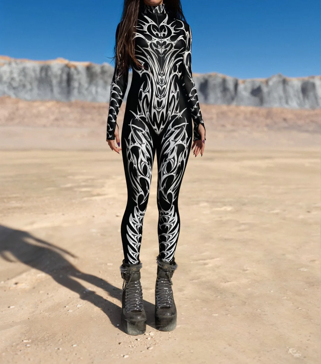 Фото Женский сексуальный костюм Zentai разноцветный комбинезон, готический морфый костюм, женский костюм для косплея, костюм для Хэллоуина, фестиваля, вечеринки №5