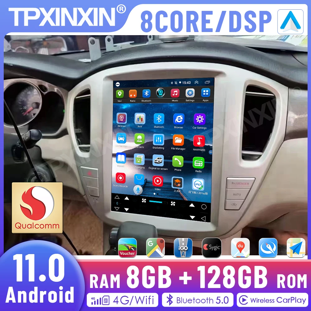 2Din Android 11 0 8 + 128G для Toyota Highlander Kluger 2001-2007 автомобильное радио мультимедийный плеер