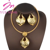 dubai gold plated jewelry set for women african women jewelry set necklace earrings daily wear banquet wedding jewelry