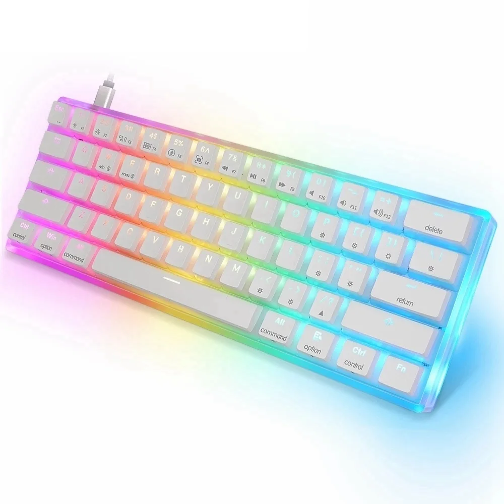 

Портативная механическая клавиатура Gateron GK61 SK61 AK61 2023, мини-клавиатура для геймеров 60%, клавиатура с RGB подсветкой, с переключателем 3pin, желтая