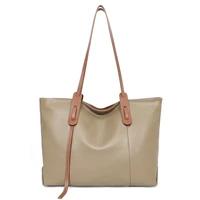 simple zipper big tote bag for women classic genuine leather large capacity shoulder bags vintage luxury popular commute handbag