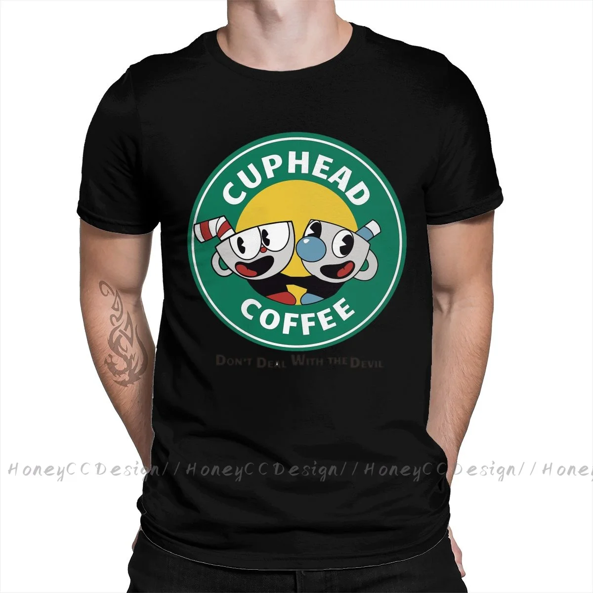 Cuphead Print Cotton T-Shirt Camiseta Hombre CupHead Mug For Men Fashion Streetwear Shirt Gift