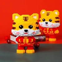 cartoon animal cute tiger piggy bank 3d model diamond building blocks diy home assembly decoration childrens educational toys