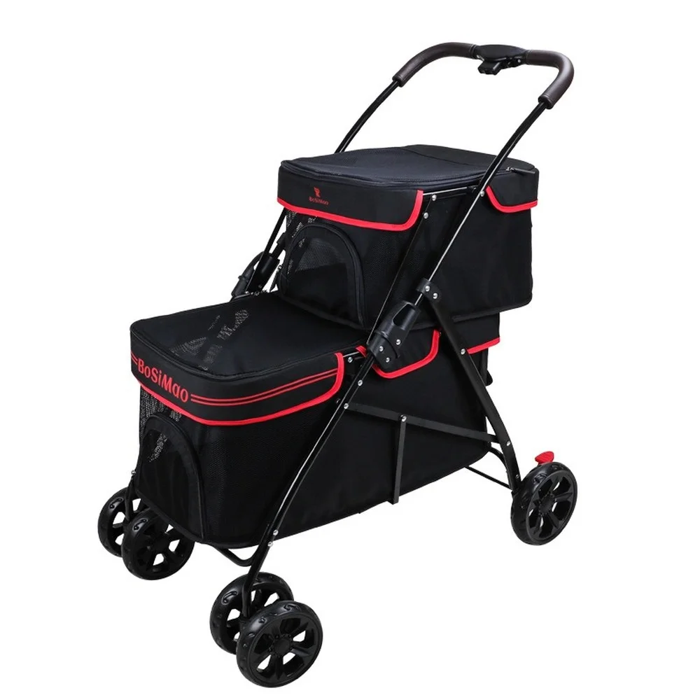 

Detachable 4 Wheels Cats Stroller Portable Double-Layer Pet Stroller for Small Medium Dogs & Cats Pet Stroller for Dogs