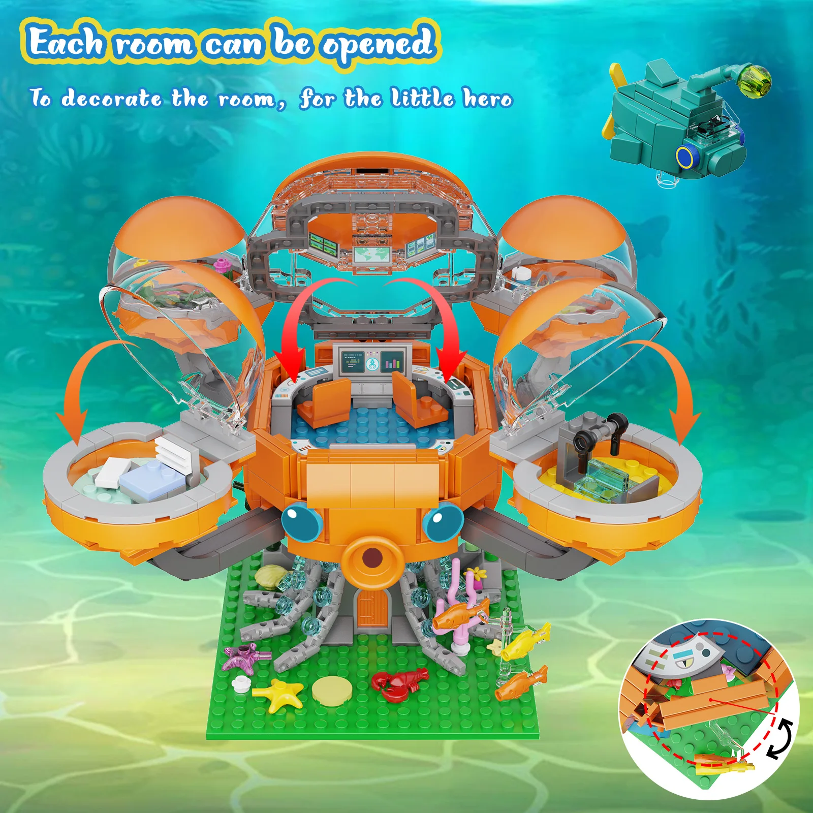 BuildMOC Sea World Octopus Fort ABP Модель Строительный блок Игрушка