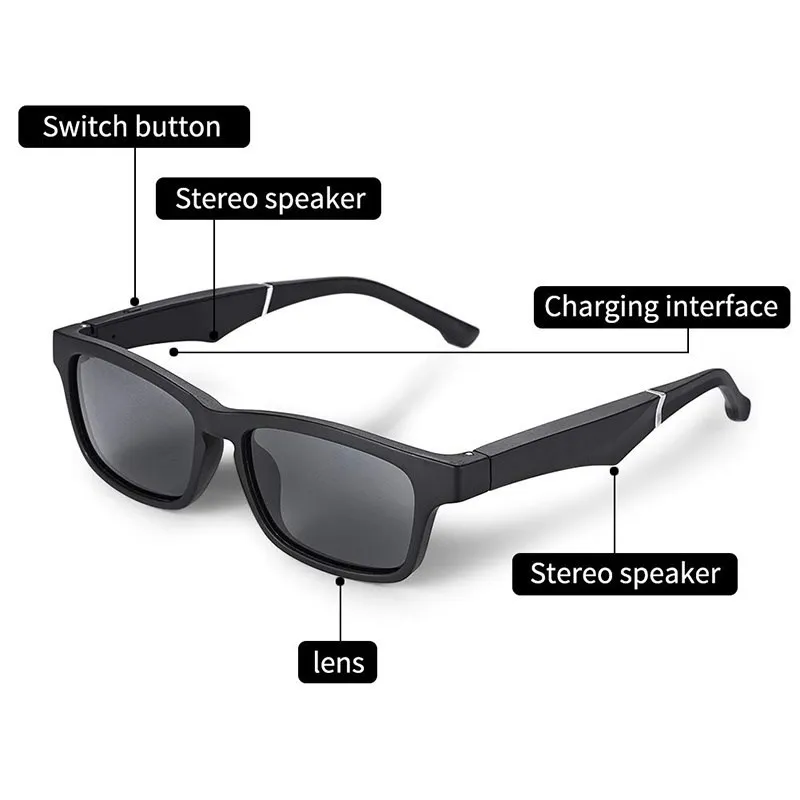 

Anti-UV Bluetooth Glasses Polarized Sunglasses Smart Sports Eireless Headset Microphone Glasses Customizable Prescription Lens
