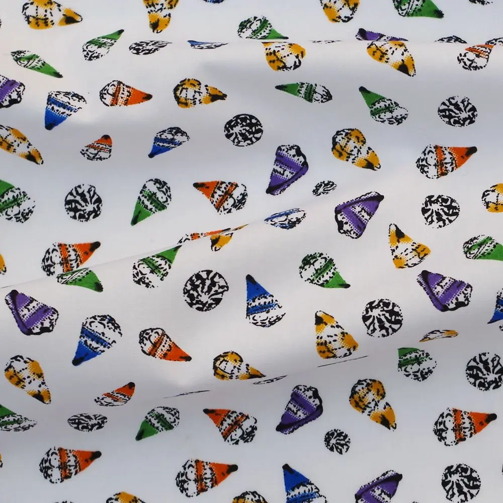 

1 Yard Cotton Poplin Woven Fabric For Cloth, Bag, Bedding, Ice cream on white background, Width=140cm