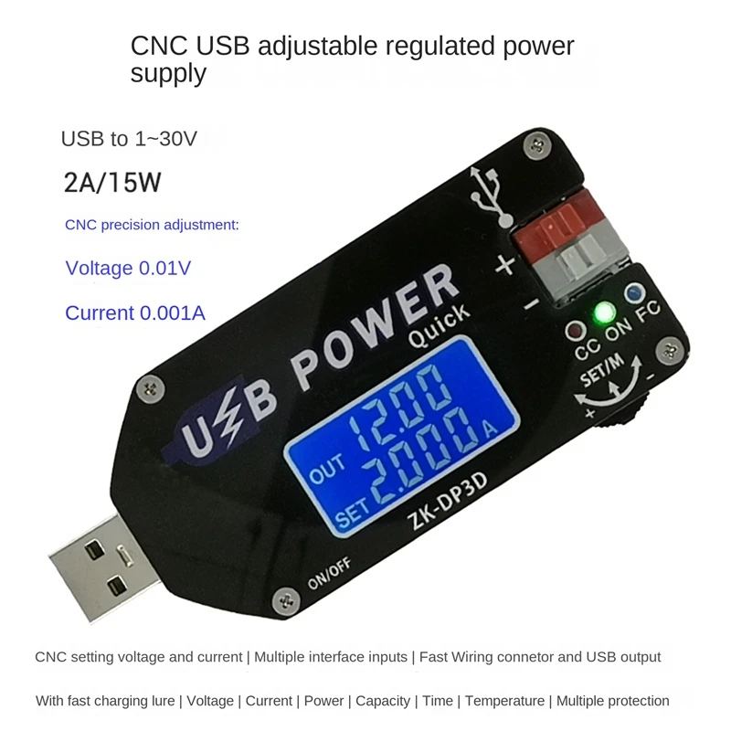 USB-модуль питания с ЧПУ 1-30 в 2 А 15 Вт