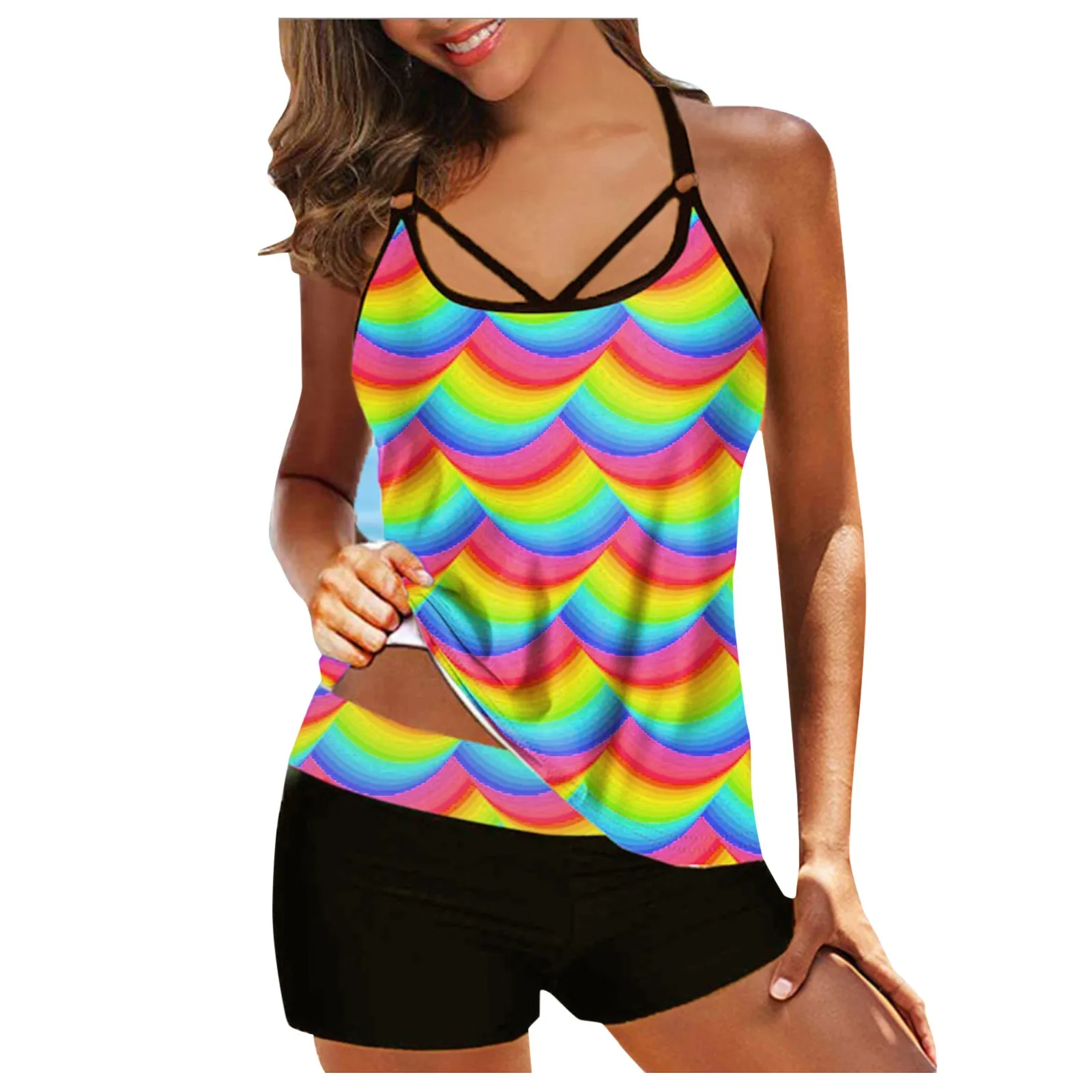 

Купальник-танкини с принтом на бретельках, размеры