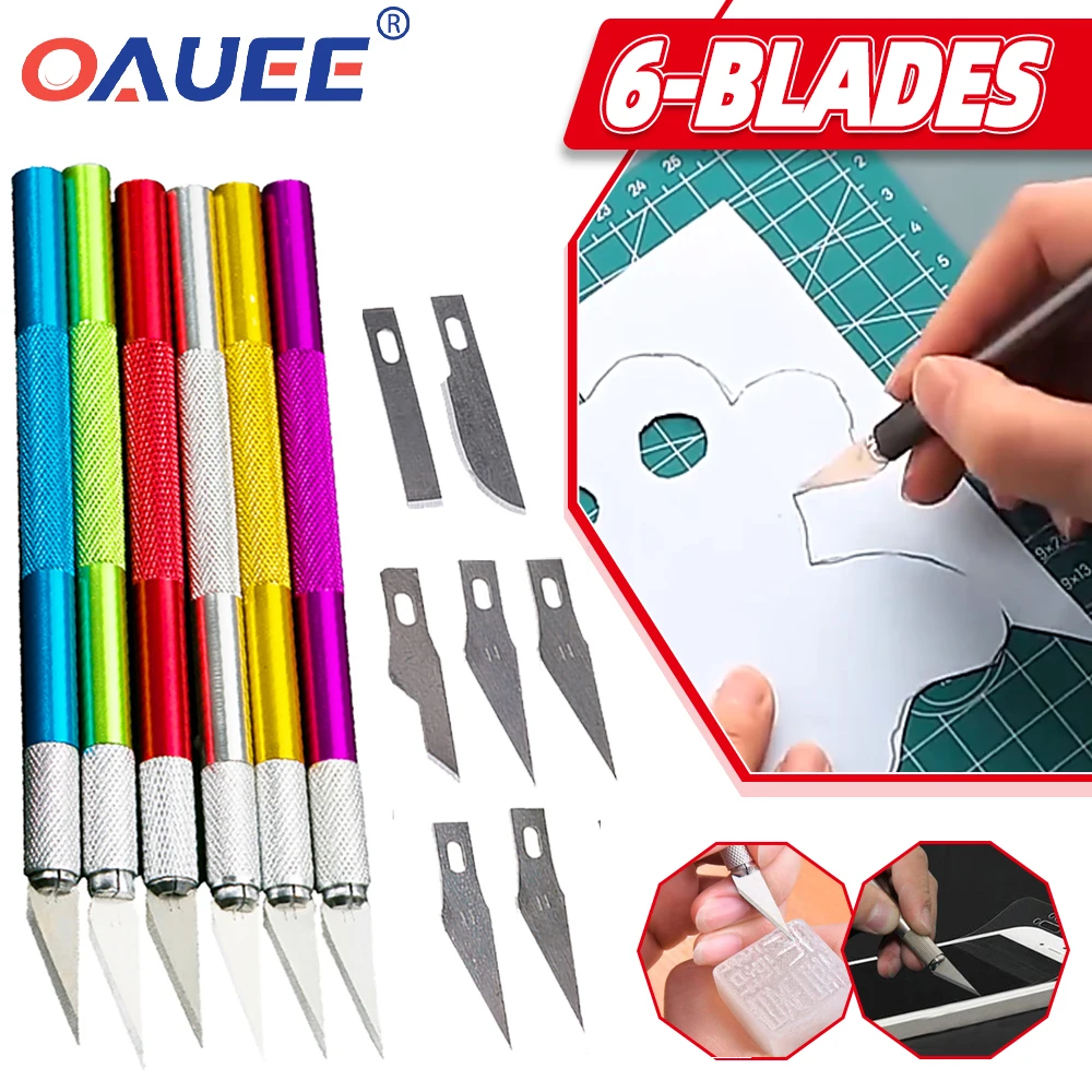 6/9Pcs Metal Carving Knife Blades Set Non-Slip Engraving Scalpel Knife  Repair Tools Craft Knives Mobile Phone PCB DIY Hand Tools