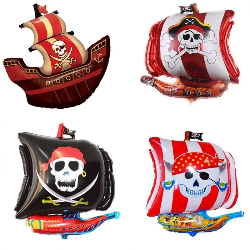 

New Pirate Ship Balloon Wholesale Cartoon Halloween Aluminum Balloon Party Skull