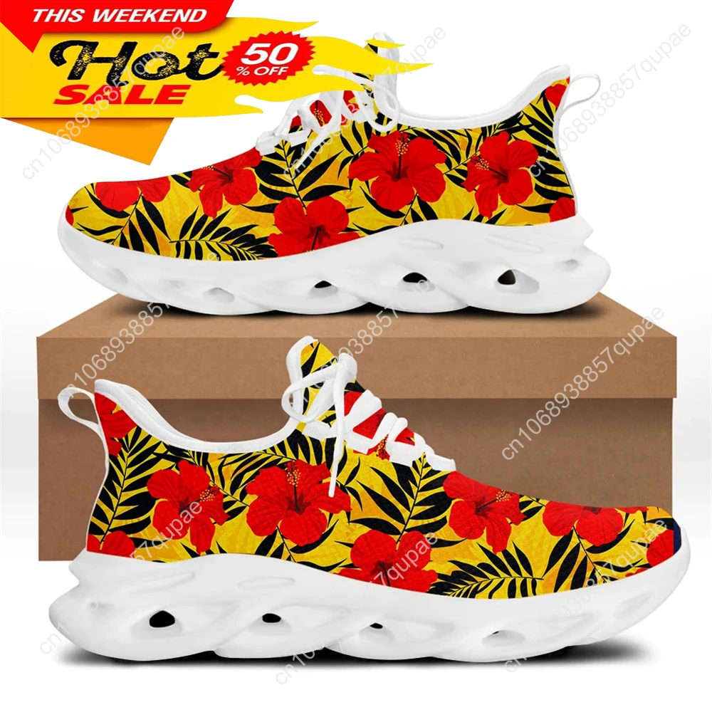Тропические Гавайи гибискус кроссовки на плоской подошве с цветочным принтом