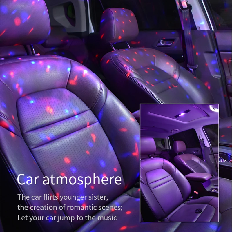 

Светодиодная Автомобильная атмосферная лампа, беспроводной RGB светильник на крышу с голосовым управлением, зарядкой по USB, декоративное освещение для салона автомобиля, вечеринки