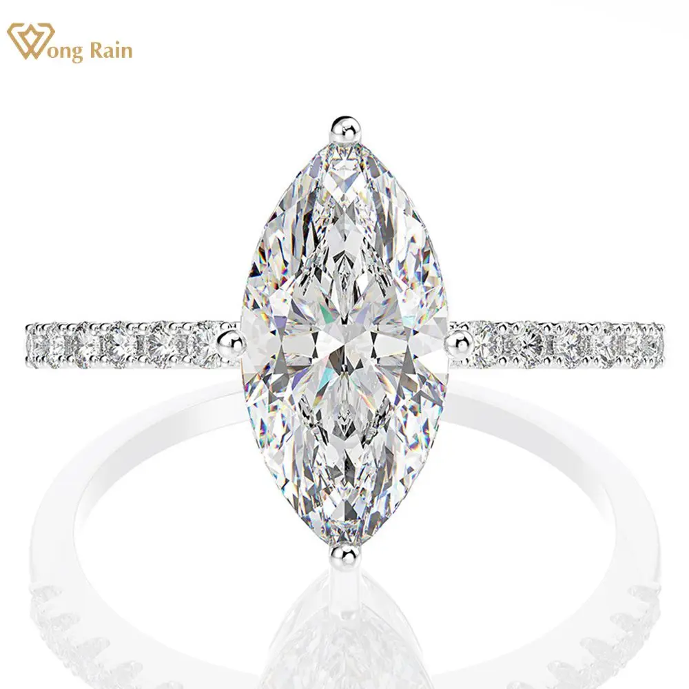 

Wong Rain 925 Sterling Silver Marquise Cut High Carbon Diamonds Gemstone Wedding Engagement 18K Gold Ring Fine Jewelry Wholesale
