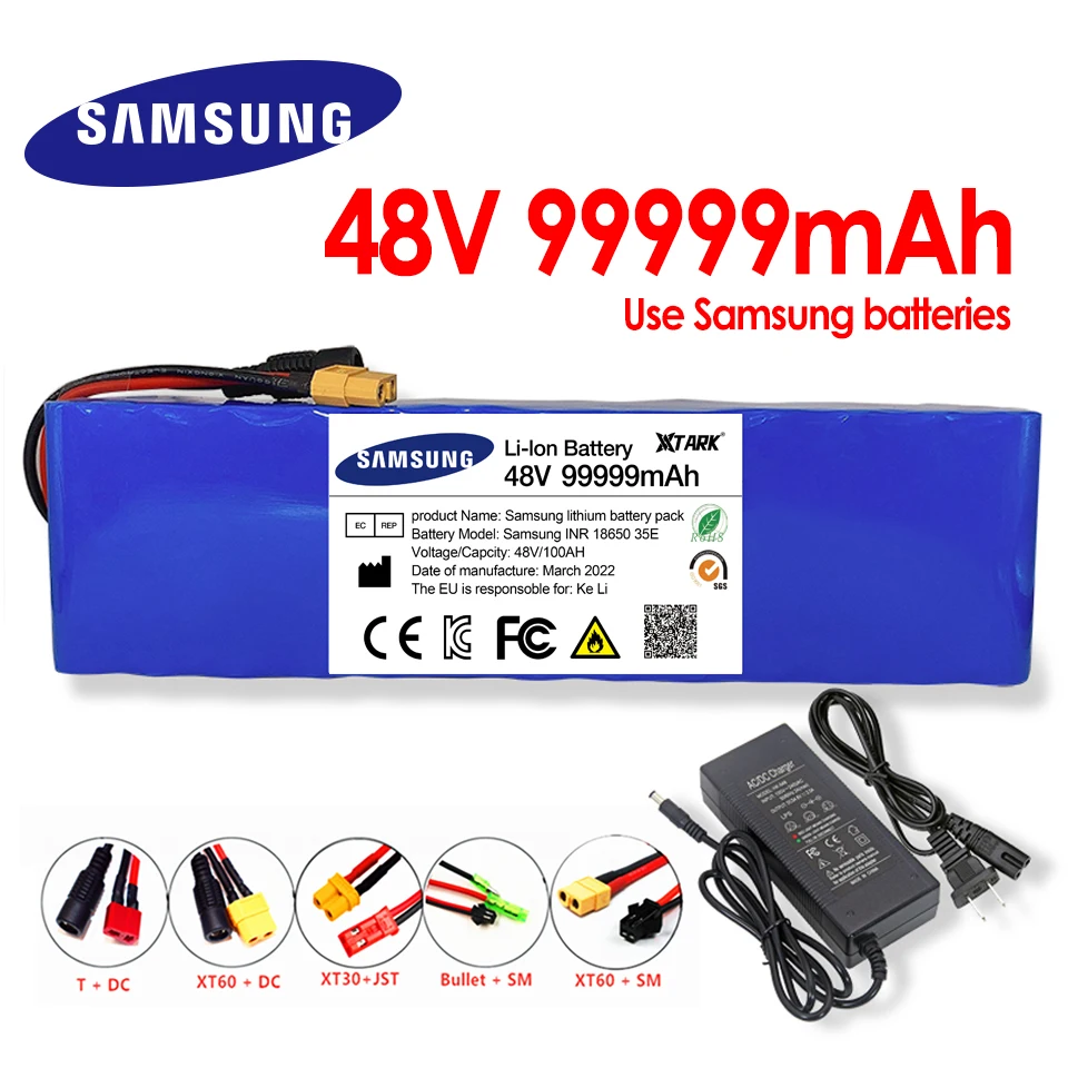 

Brand new 48V 99999mAh 500w 13S3P XT60 18650 100Ah Li-ion battery for electric bike scooter with BMS and charger