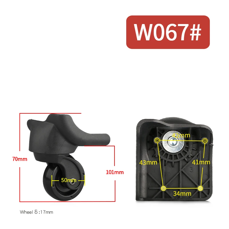 W067 Cloth Wheel Front Rear Replacement High-quality Luggage Mute Shock Absorption Wear-resistant Universal Wheel Accessories