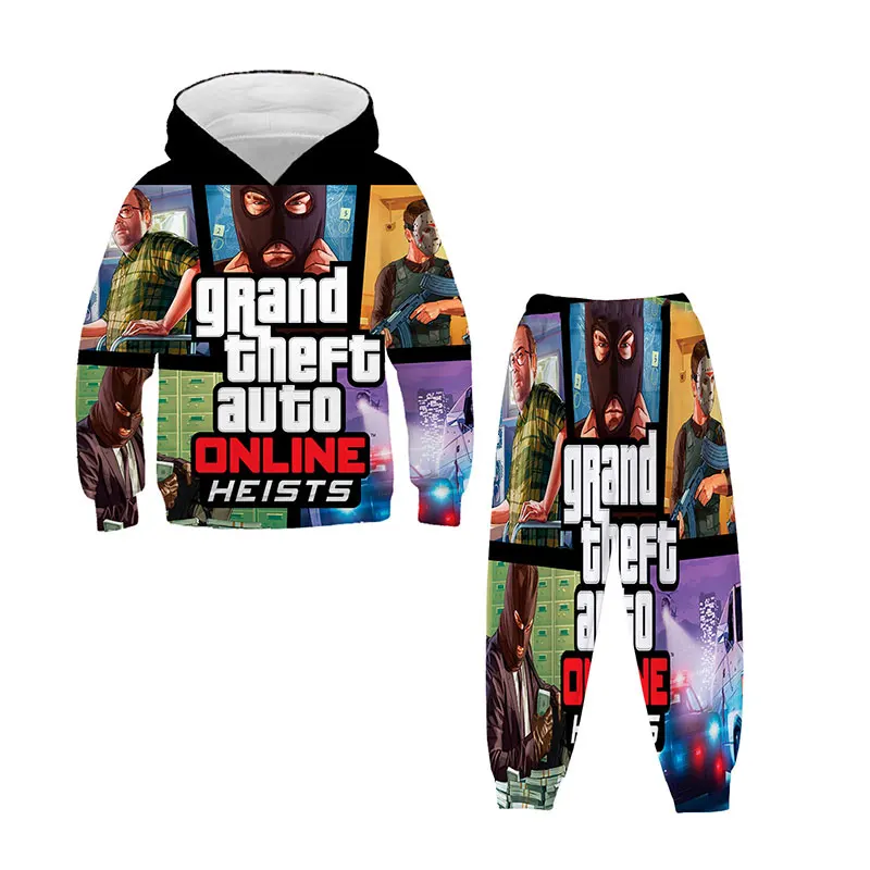 

4-14 Year Old Men's and Women's Sports Hoodie and Pants Set, Autumn Casual Wear,3D Print Suit,Children's Leisure Suit