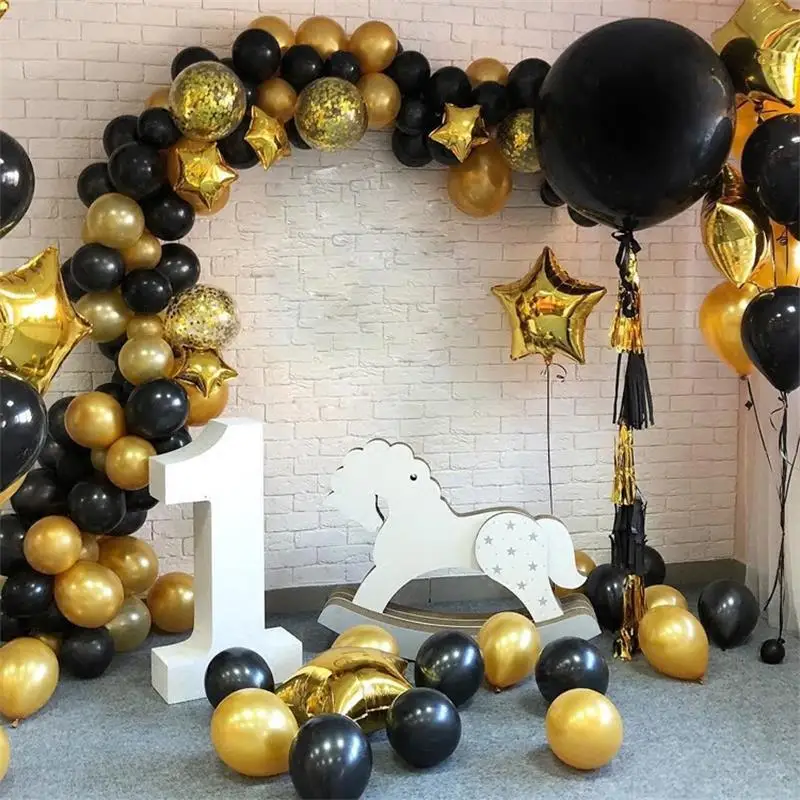 

112pcs Black Gold Star Balloon Arch Garland Kit Happy Birthday Party Decoration Wedding Decoration Birthday's Baloon Baby Shower