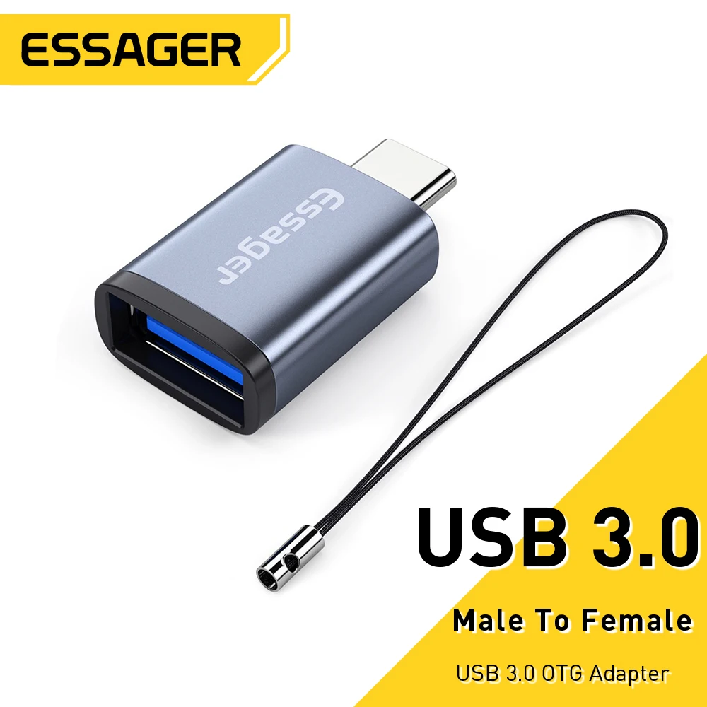 

Essager Type C To USB 3.0 OTG Adapter USB-C Male To USB Female Converter For Macbook Xiaomi Huawei Samsung S20 USBC OTG Connect