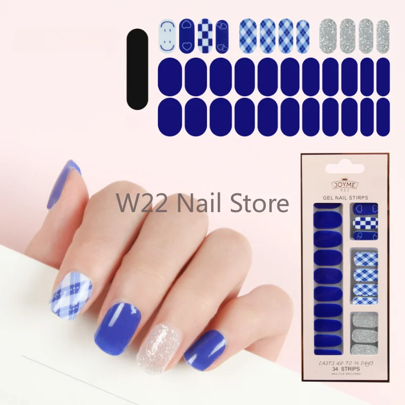

34 Fingers Solid Color Nail Stickers Fashion Nail Wraps Self Adhesive Manicure Decoracion Nail Strips Nail Sticker Set Nail Art