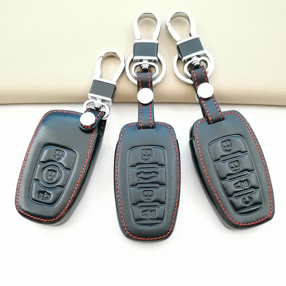 

100% Leather Car Key Case Cover For Great Wall Haval H1 H2 H5 H6 Coupe H7 H8 H9 C50 Hoist Protection Key Shell Skin Bag