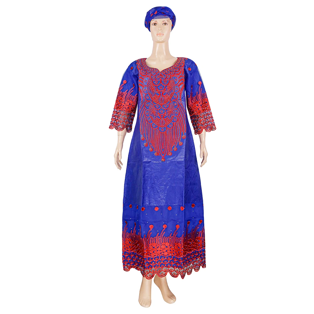 H &amp D платья для африканских женщин Bazin Роскошная вышивка длинное платье женское