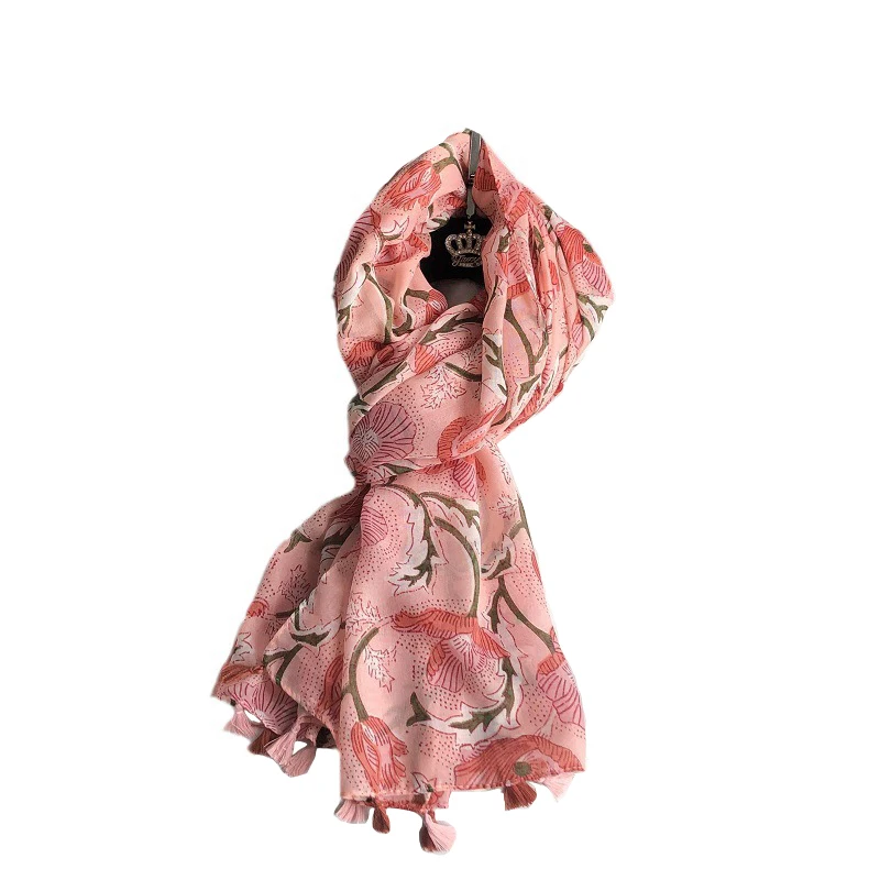 2023 модные шарфы с кисточками и цветочным узором шали длинный платок цветочный