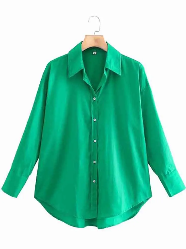 Новые женские однобортные рубашки из поплина просто ярких цветов офисные блузки