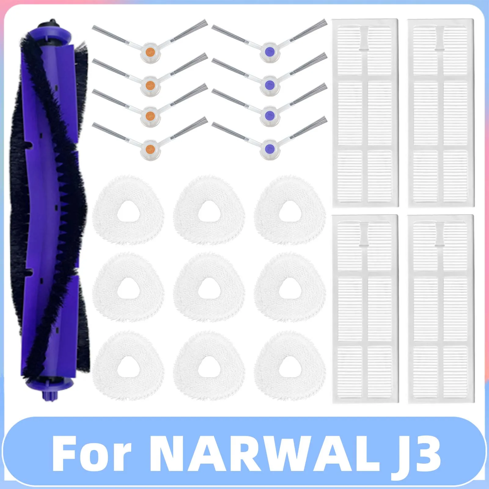 

For Narwal Freo Versatile Self Mop Clean Robot J3 Roller V-shaped Side Brushes Mop Cloths Rag Hepa Filter Spare Part Accessory
