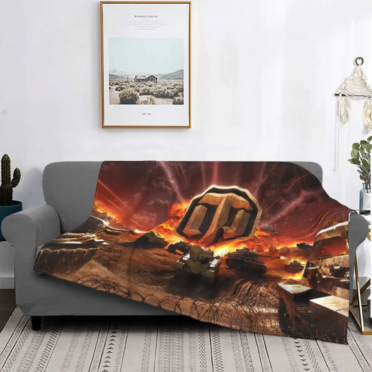 

World of Tanks Self Propelled Gun War Ganme Sign Portable Warm Throw Blankets for Bedding Travel