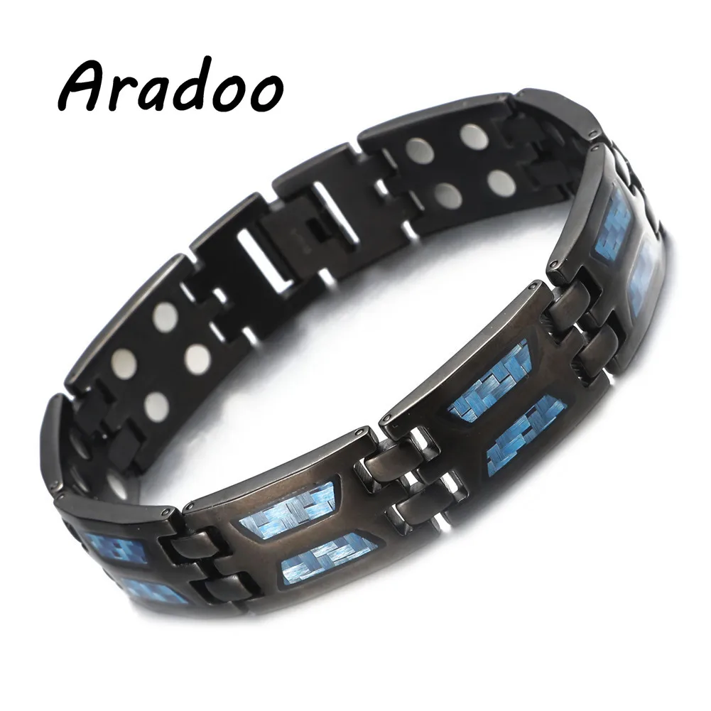 

ARADOO Carbon Fiber Men's Magnet Pure Titanium Energy Bracelet Magnetic Energy Quantum Bracelet