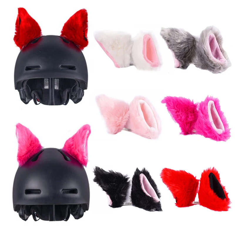 

Motorcycle Helmet Cat Ears Cute Plush Cat Ears Decor Helmet Styling Sticker Motorcycle Cosplay Helmet Decoration Accessories