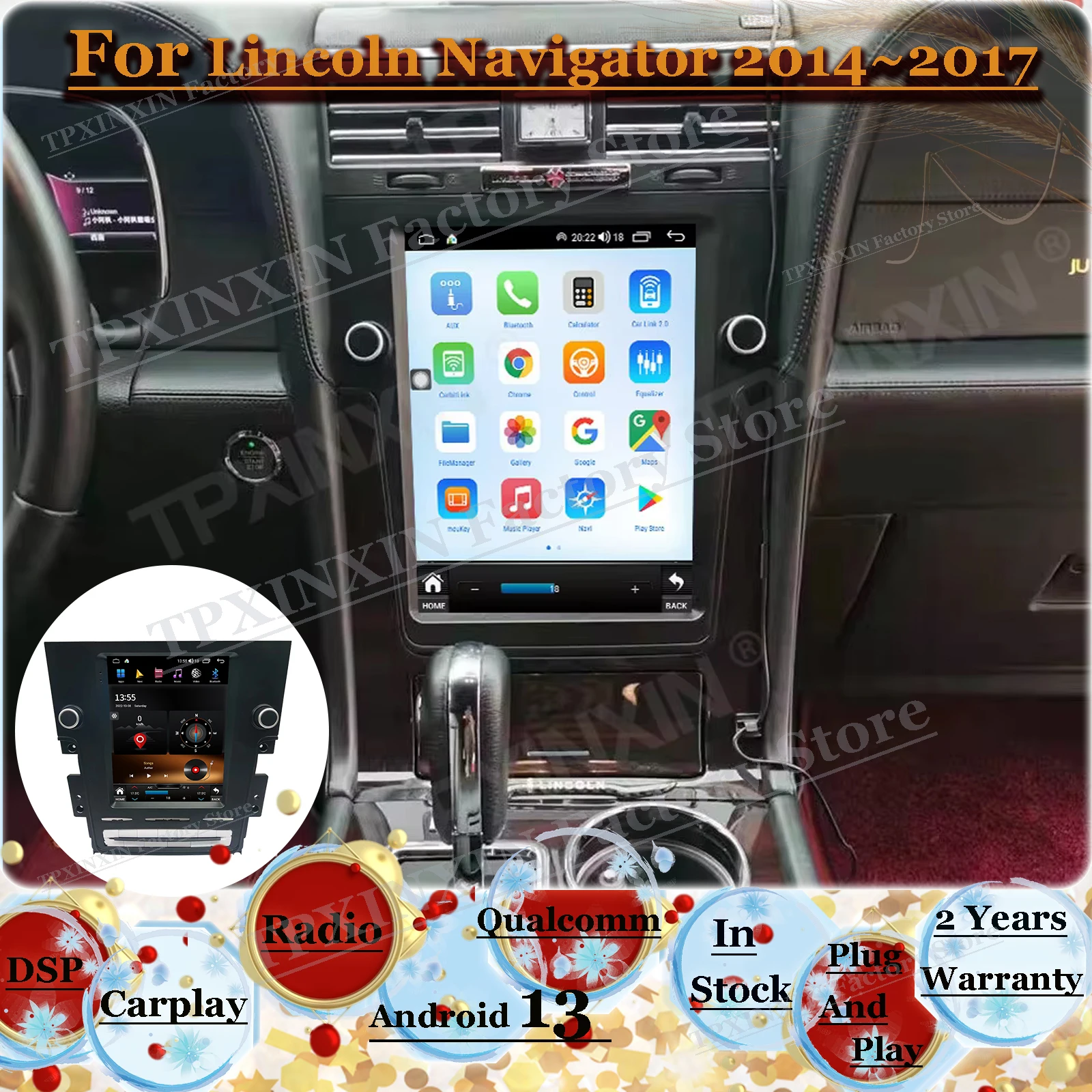 Автомобильная мультимедиа на базе Android для Lincoln Navigator 2014 2015 2016 2017 автомобильный GPS