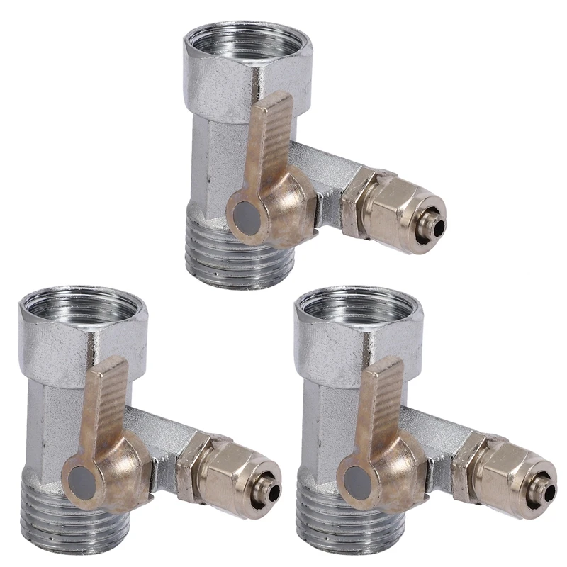 

3X RO Feed Water Adapter 1/2Inch To 1/4Inch Ball Valve Faucet Tap Feed Reverse Osmosis Silver