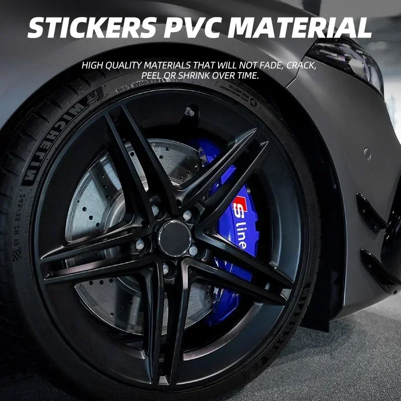 6 шт. термостойкие наклейки на суппорты декоративные виниловые колеса для Audi Sline A3