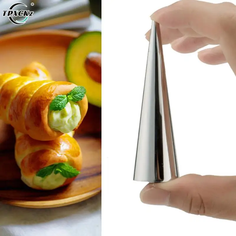 

5Pcs Stainless Steel Conical Tube Moulds Spiral Croissants Molds Cream Horn Mould Cookie Dessert Kitchen Baking Tool
