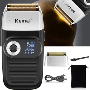 Kemei Electric Shaver Rechargeable Beard Trimmer Shaving Machine for Men Twin Mesh Washable Reciproc in India