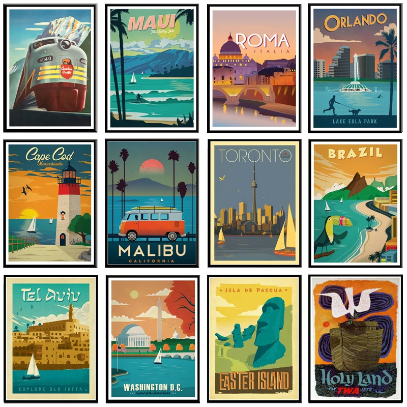 

5D DIY MAUI Netherlands Roma Orlando Malibu Diamond Painting Vintage Europe America Cities Landscape Cross Stitch Home Decor