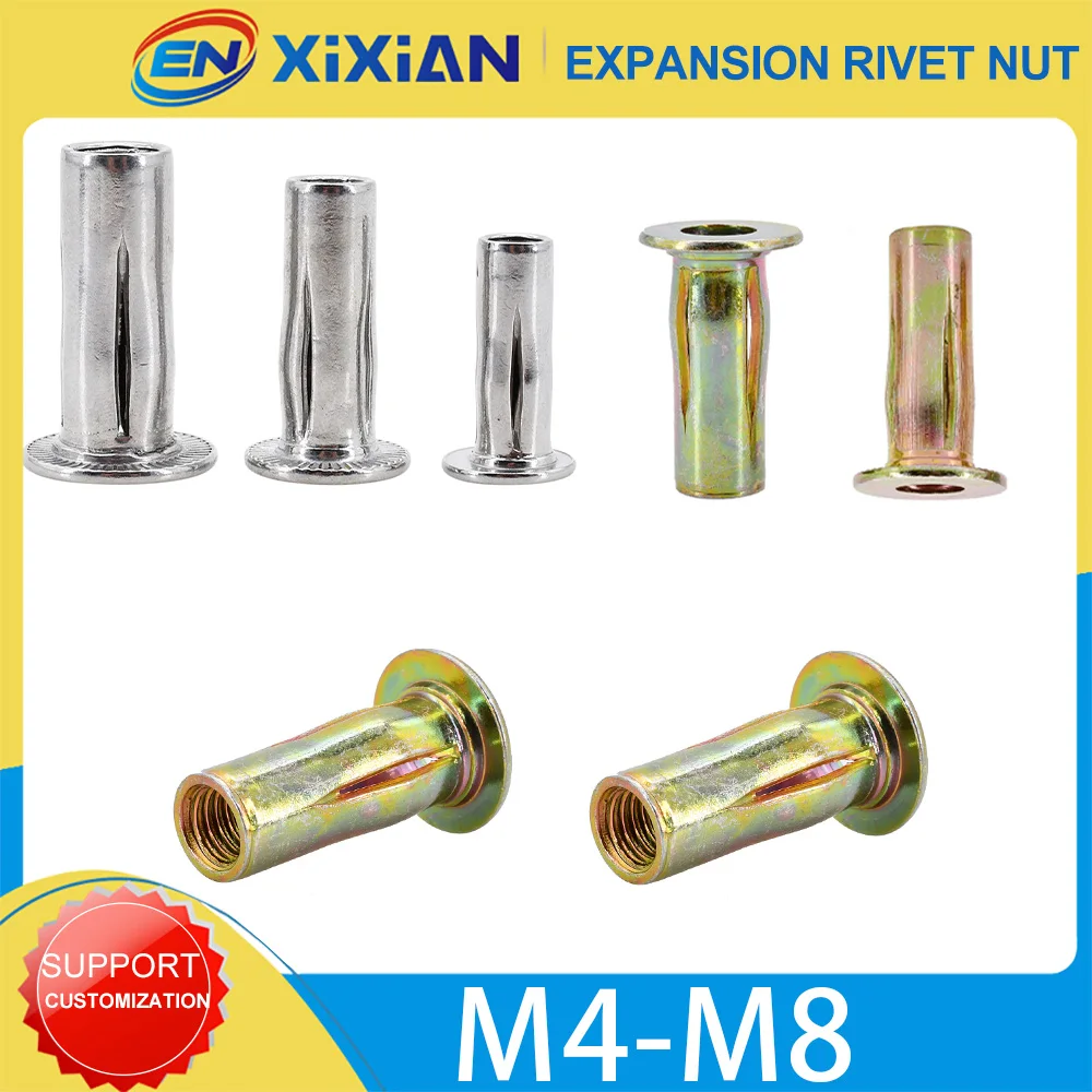 

M4 M5 M6 M8 Slotted Petal Metal Rivet Nut Flat Head Fix Threaded Insert Nuts Metalworking Panel Locking Clamp Expansion Rivetnut