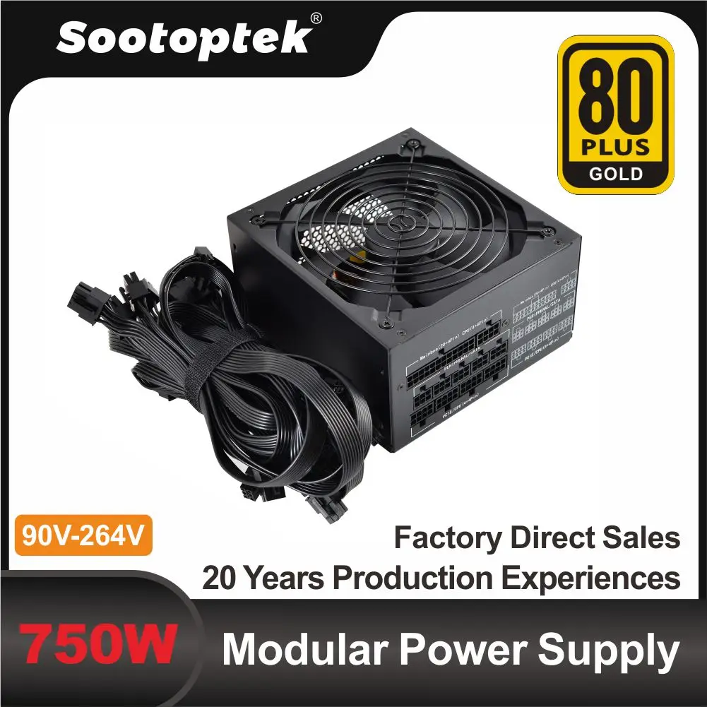 ATX Moduler PSU 750W 80 PLUS GOLD 90V-264V Hot Selling I/O Switching PC Power Supply APFC Full Voltage OEM