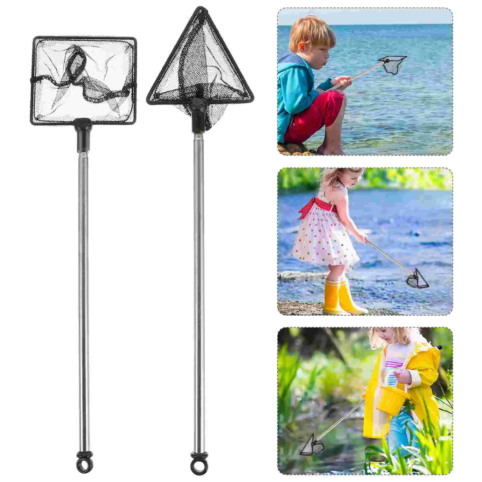 

2 PCS/Set Fish Basket Telescopic Dredge Fishing Net Swimming Pool Cleaning Alloy Sea landing