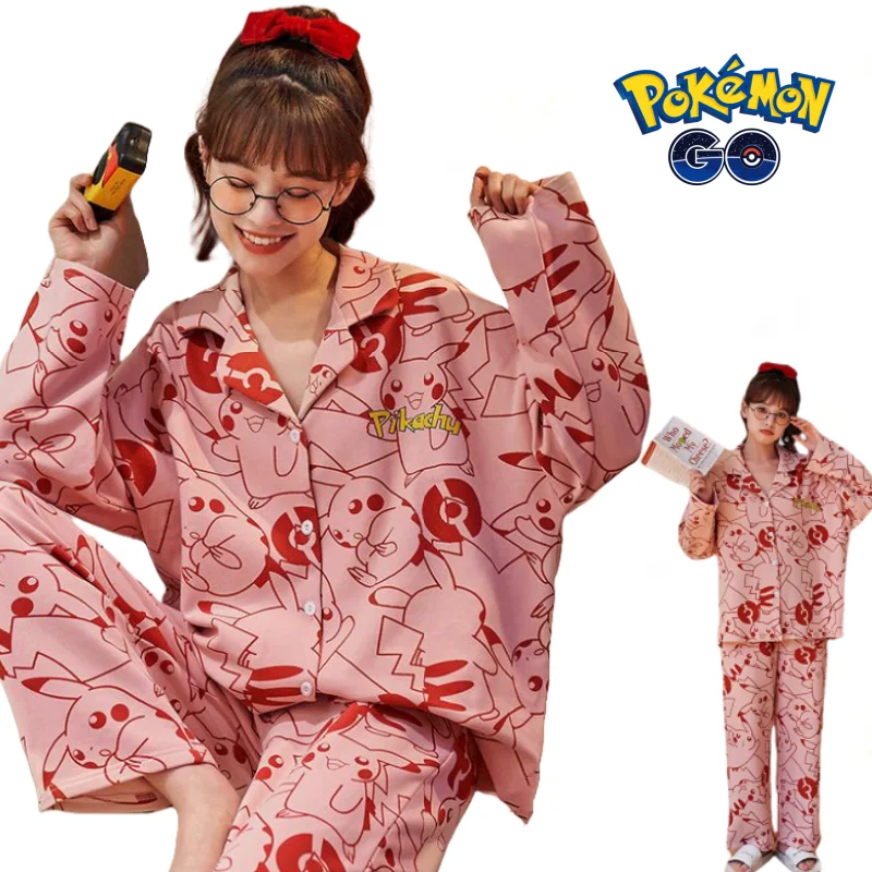 Женский пижамный комплект больших размеров с изображением Покемона Пикачу