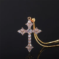 fashion whiterose redgreen blue cross necklace for women shiny stylish party accessories female statement neck jewelry