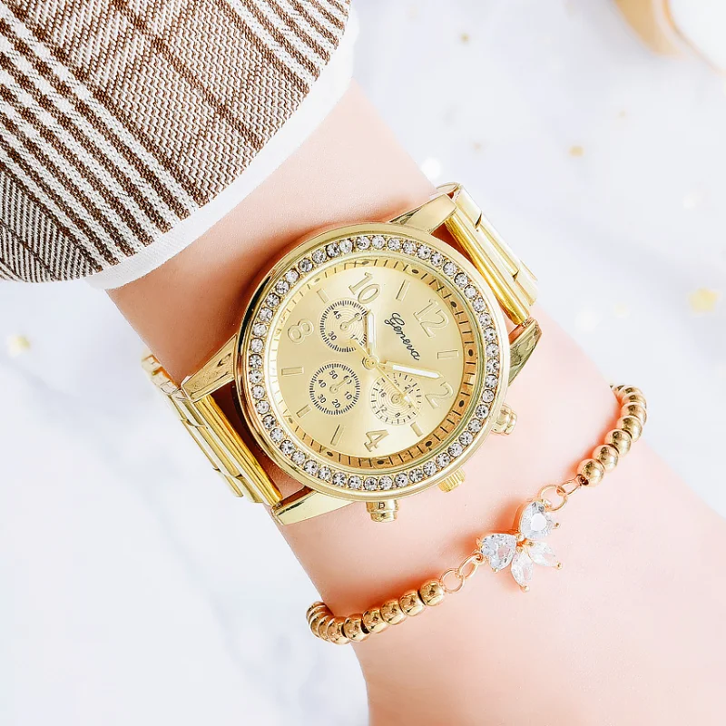 2023 New Ladies Business Steel with Diamond Watches High Quality Three-eye Quartz Watches Women's Fashion Butterfly Bracelet Set enlarge