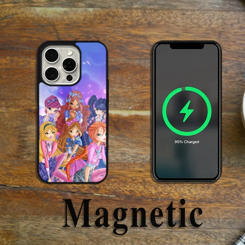 MINISO W-Winx Girl Clubs Cartoon B-Believix Чехол для телефона Magsafe Magnetic iPhone 11 12 13 14 15 Pro Max Plus