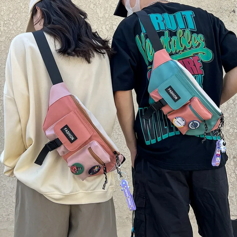 Macaron Chest Bag for Couple Sports and Leisure, Large Capacity,Versatile,and Convenient Phone Sling Travel Crossbody Tote