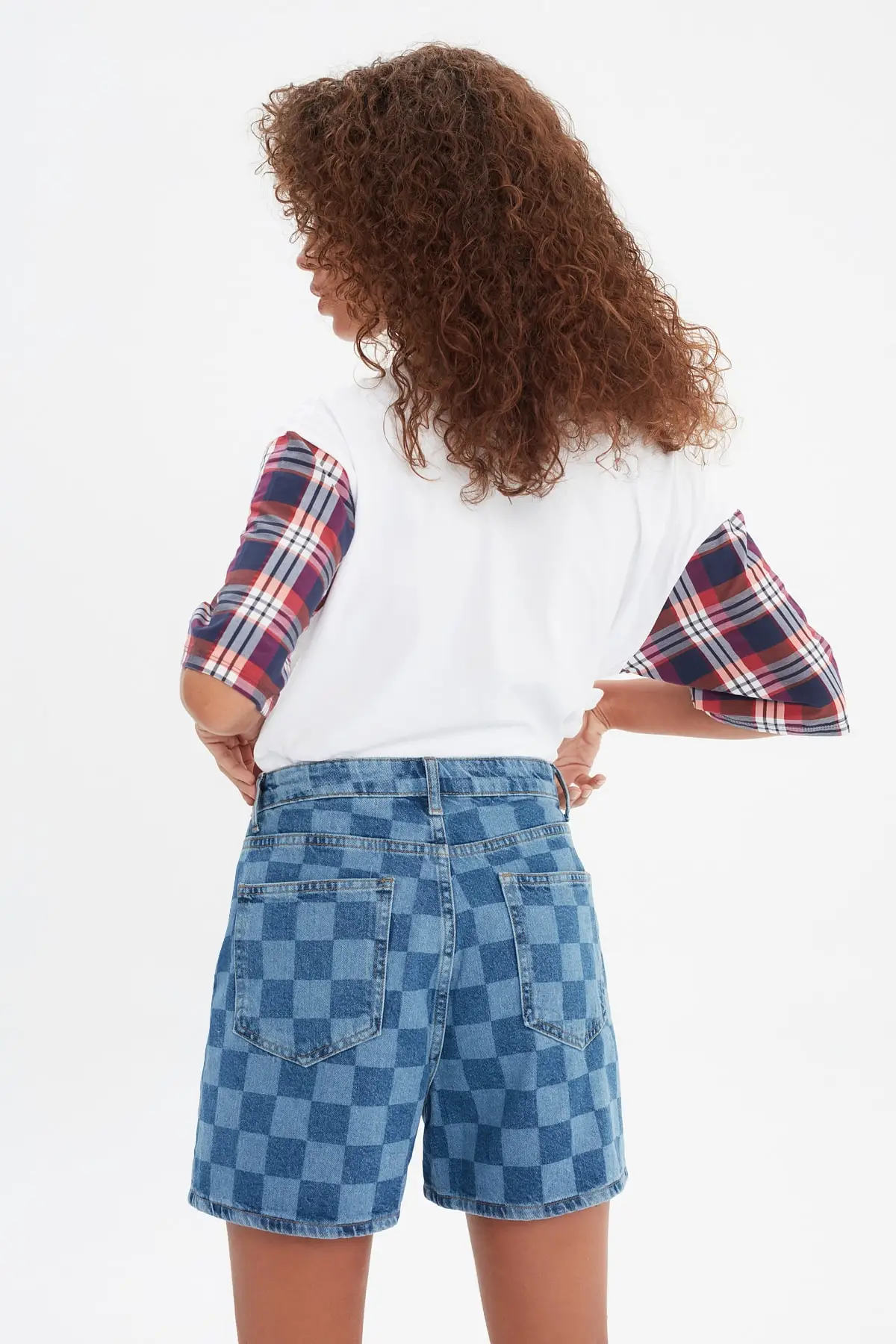 

Trendyol Plaids Denim Shorts TWOSS21SR0625