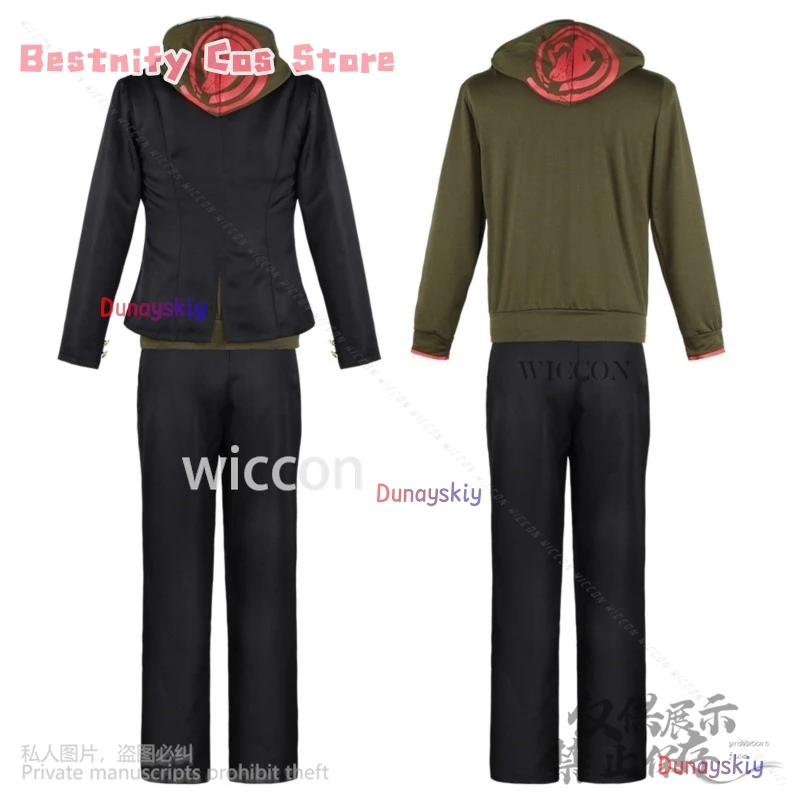 Аниме Super Naegi Makoto Danganronpaaa Косплей Зеленая и Черная Куртка Брюки Cutecore Униформа