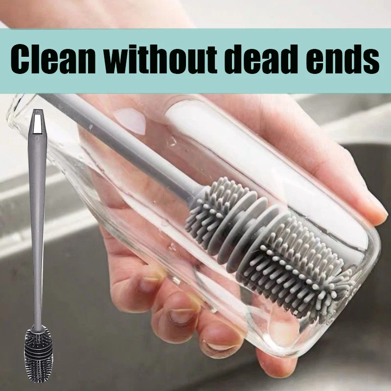 

Silicone Bottle Brush, Bottle Cleaning Brush Long Handle Water Bottles Cleaner Brushes, Cleaner Brush for Hydro Flask